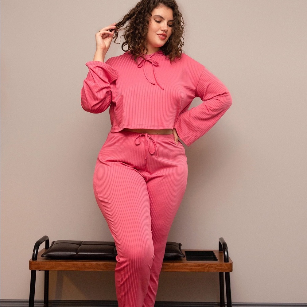 Flamingo Pink hoodie and pants pajama set